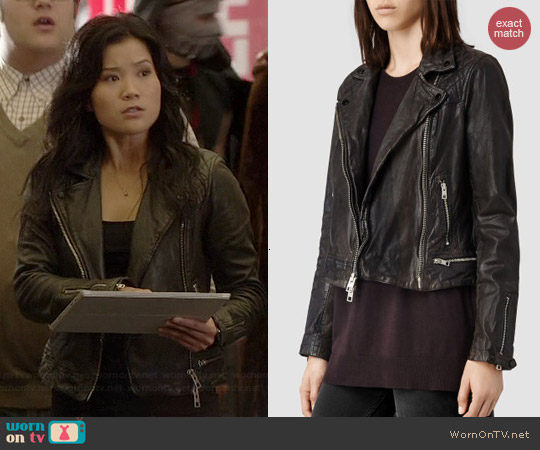 All Saints Conroy Leather Jacket worn by Jadyn Wong on Scorpion