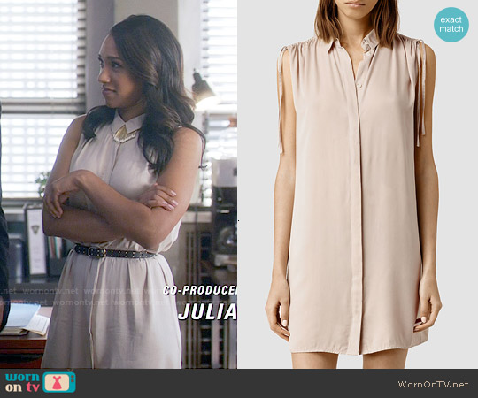 All Saints Drain Dress in Dusty Pink worn by Iris West (Candice Patton) on The Flash