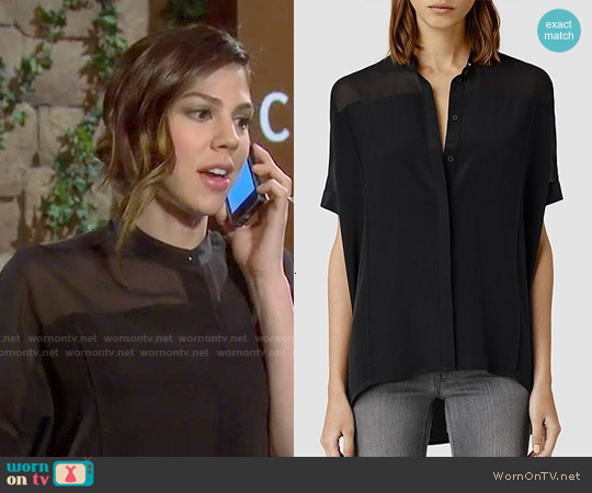 All Saints Fleet Shirt in Black worn by Abigail Deveraux (Kate Mansi) on Days of our Lives