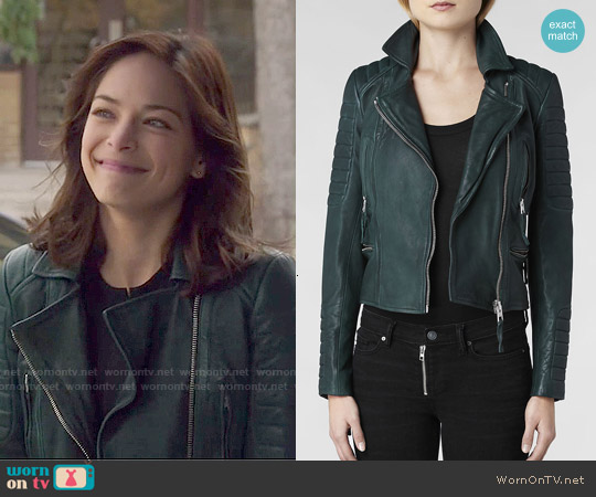 All Saints Forest Leather Biker Jacket worn by Catherine Chandler (Kristin Kreuk) on Beauty and the Beast