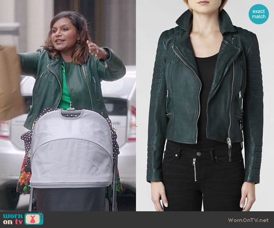 All Saints Forest Leather Biker Jacket worn by Mindy Lahiri (Mindy Kaling) on The Mindy Project