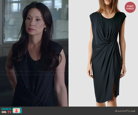 All Saints Leena Vi Dress in Petrol worn by Joan Watson on Elementary