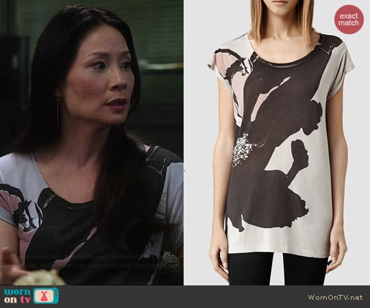 All Saints Ombre Floral T-shirt worn by Lucy Liu on Elementary