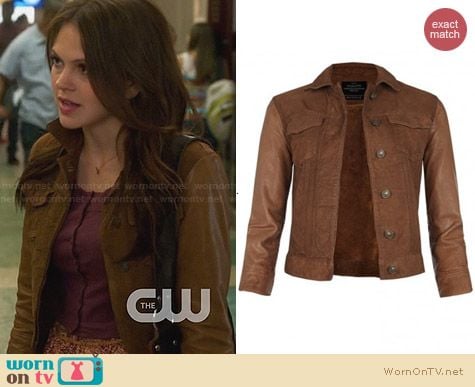 All Saints Whitting Cropped Leather Jacket worn by Aimee Teegarden on Star-Crossed