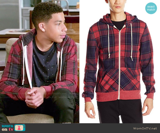 Alternative Rocky Hoodie in Eco True Redwood Scottish Plaid worn by Andre Johnson Jr (Marcus Scribner) on Black-ish