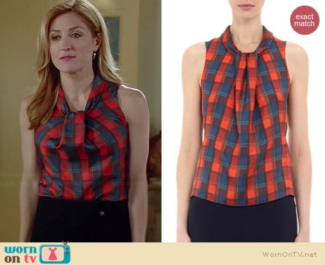 Altuxarra Xanthos Check Print Blouse worn by Sasha Alexander on Rizzoli & Isles