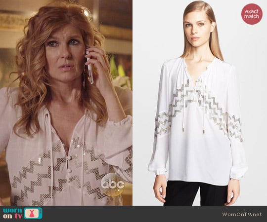 Altuzarra Embroidered Peasant Top worn by Rayna Jaymes (Connie Britton) on Nashville