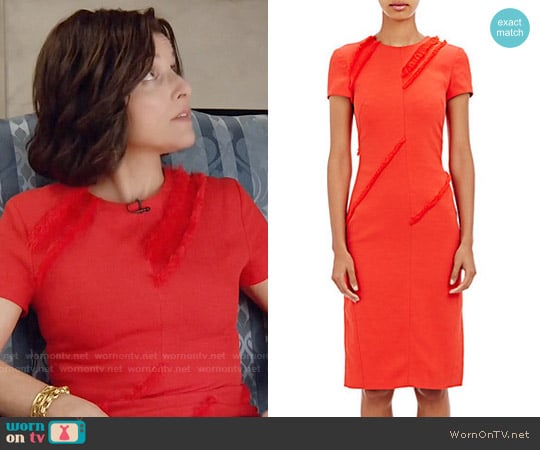 Altuzarra Fringed Strider Sheath Dress worn by Selina Meyer (Julia Louis-Dreyfus) on Veep