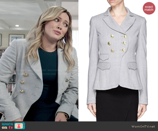 Altuzarra 'Seth' Double Breasted Wave Suiting Blazer worn by Kelsey Peters (Hilary Duff) on Younger