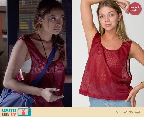 American Apparel Big Mesh Tank in Cardinal worn by Shay Mitchell on PLL