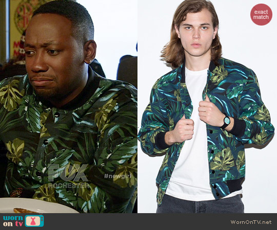 American Apparel Jungle Leaves Print Club Jacket worn by Lamorne Morris on New Girl