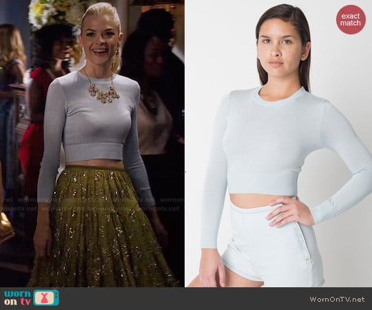 American Apparel Lightweight Crop Sweater in Blue worn by Lemon Breeland (Jaime King) on Hart of Dixie