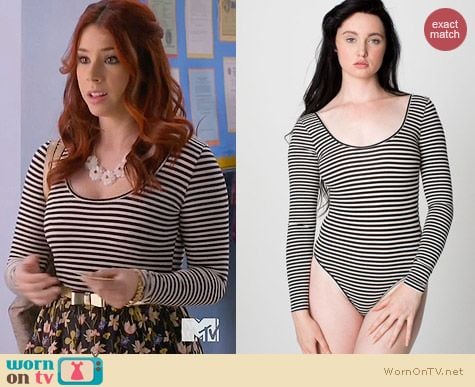 American Apparel Striped U Neck Bodysuit worn by Jillian Rose Reed on Awkward