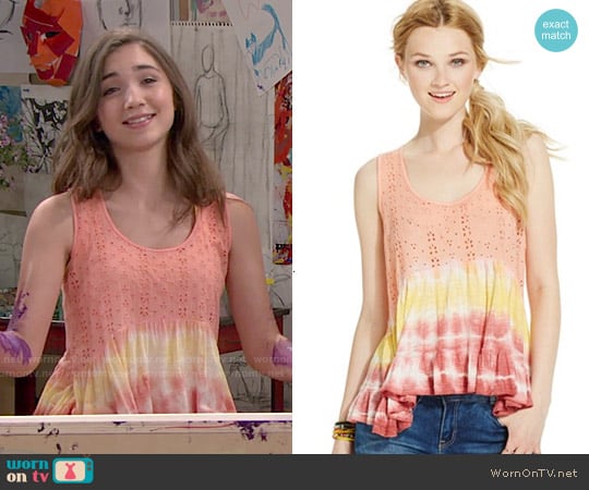 American Rag Knit Tank Top in Flamingo Tie Dye worn by Riley Matthews (Rowan Blanchard) on Girl Meets World