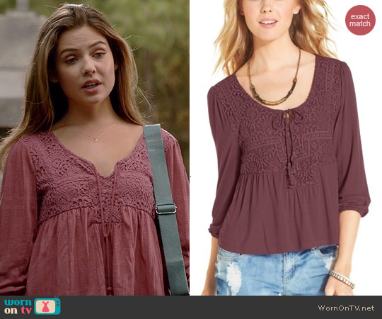 American Rag Lace Panel Peasant Top worn by Danielle Campbell on The Originals