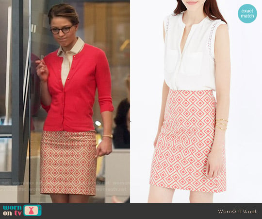 Ann Taylor Abstract Diamond Pencil Skirt worn by Kara Danvers (Melissa Benoist) on Supergirl