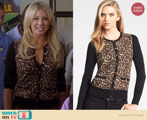 Ann Taylor Leopard Print Cardigan worn by Ari Graynor on Bad Teacher