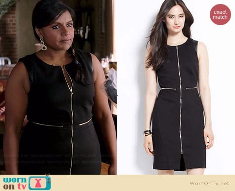 Ann Taylor Ponte Zip Sheath Dress worn by Mindy Kaling on The Mindy Project