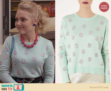 AnnaSophia Robb Fashion: Topshop Green Knitted Jazzie Jumper worn on The Carrie Diaries