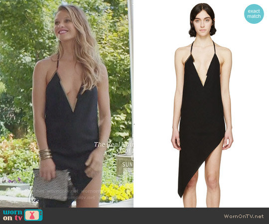 Anthony Vaccarello Asymmetric Metal V-Neck Dress worn by Phoebe Wells (Beau Garrett) on Girlfriends Guide to Divorce