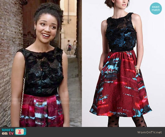 Anthropologie Coquette Matelasse Dress worn by Beth (Aisha Dee) on Chasing Life