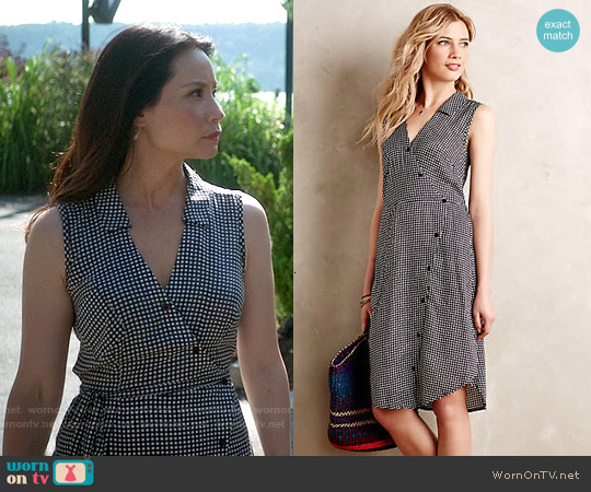 Anthropologie Askew Shirtdress in Black Gingham worn by Joan Watson (Lucy Liu) on Elementary