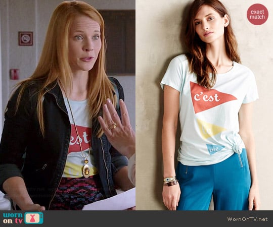 Anthropologie Bonjour Tee worn by Katie Leclerc on Switched at Birth