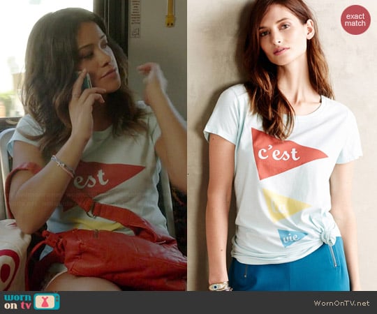 Anthropologie Bonjour Tee in Mint worn by Gina Rodriguez on Jane the Virgin