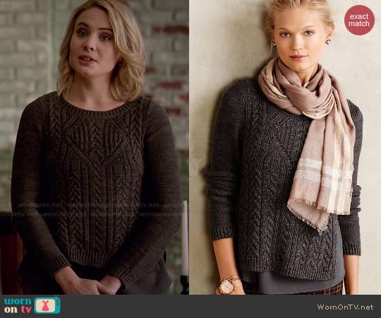 Anthropologie Cabled Ella Pullover worn by Camille O'Connell (Leah Pipes) on The Originals