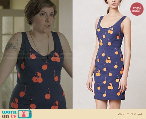 Anthropologie Cherry Drop Sheath worn by Lena Dunham on Girls