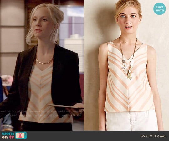 Anthropologie Chevron Midi Top worn by Caroline Forbes (Candice Accola) on The Vampire Diaries