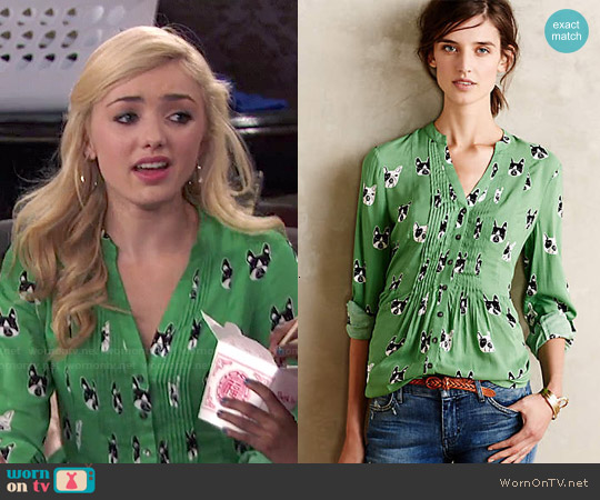 Anthropologie Composed Pintuck Buttondown worn by Emma Ross (Peyton List) on Jessie