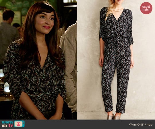 Anthropologie Dacey Jumpsuit worn by Hannah Simone on New Girl