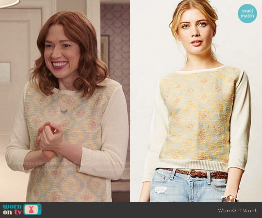 Anthropologie Desert Ikat Sweatshirt worn by Kimmy Schmidt (Ellie Kemper) on Unbreakable Kimmy Schmidt