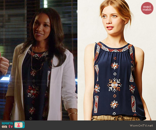 Anthropologie Donka Stitched Tank worn by Candice Patton on The Flash