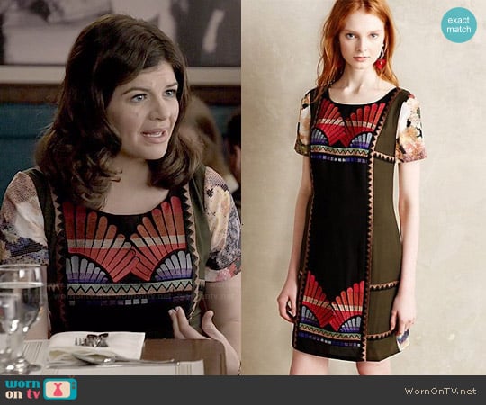 Anthropologie Fanned Vignette Shift worn by Annie (Casey Wilson) on Marry Me