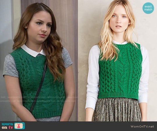 Anthropologie Fisherman Sweater Vest worn by Sofia Rodriguez (Aimee Carrero) on Young and Hungry