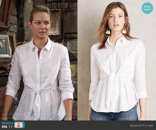 Anthropologie HD in Paris Tie Front Buttondown worn by Sharon Newman (Sharon Case) on The Young and the Restless