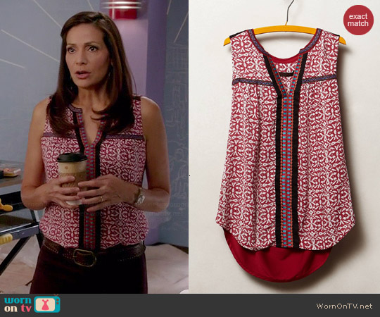 Anthropologie Kakali Tank in Red Motif worn by Constance Marie on Switched at Birth