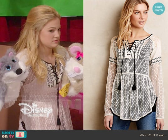 Anthropologie Lace-Front Peasant Blouse worn by Lindy Watson (Olivia Holt) on I Didnt Do It