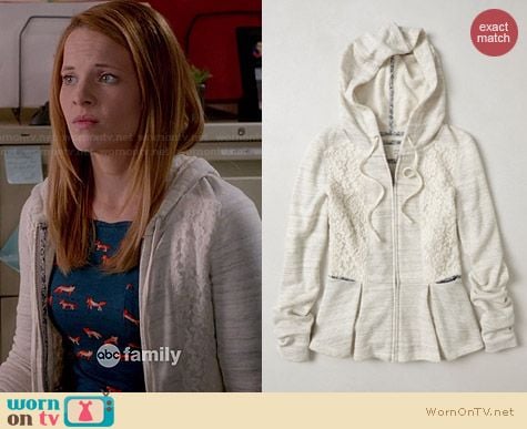 Anthropologie Laced Peplum Hoodie worn by Katie Leclerc on Switched at Birth