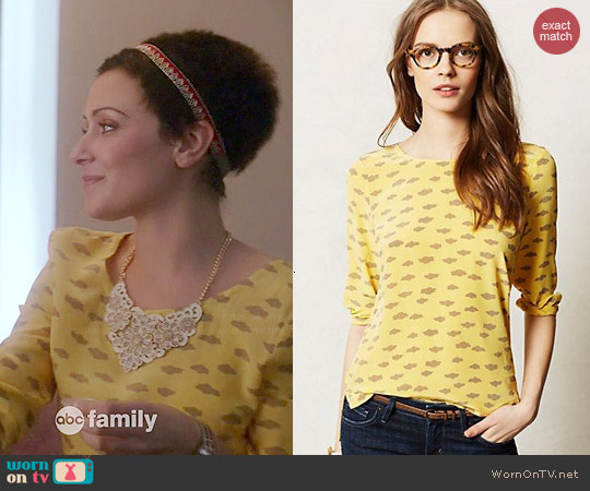 Anthropologie Linosa Top in Yellow worn by Italia Ricci on Chasing Life