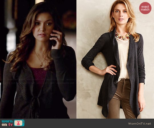 Anthropologie Lotta Ruffle Wrap worn by Nina Dobrev on The Vampire Diaries