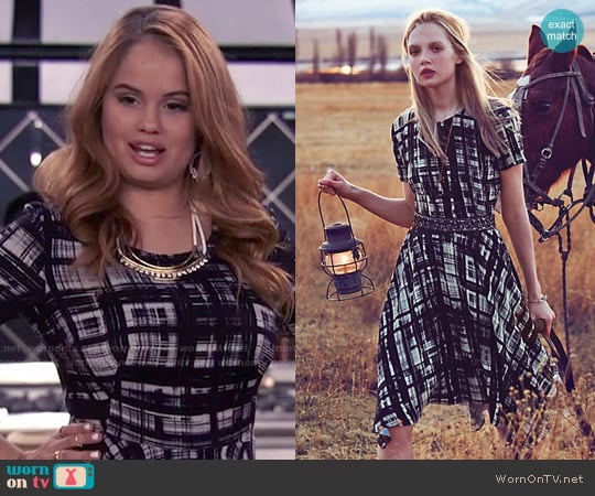 Anthropologie Painted Plaid Dress by Corey Lynn Calter worn by Jessie Prescott (Debby Ryan) on Jessie