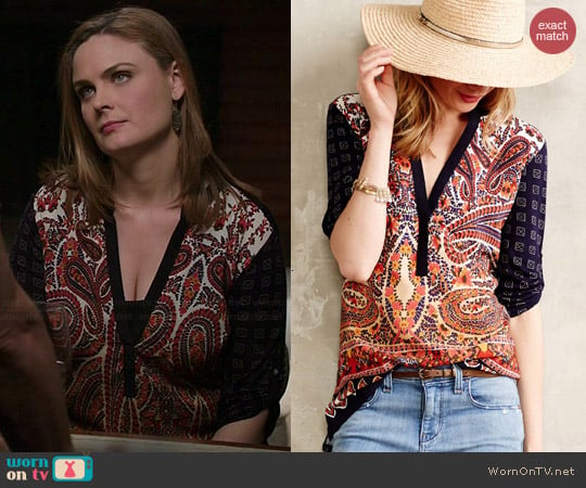 Anthropologie Persian Pear Tee worn by Emily Deschanel on Bones