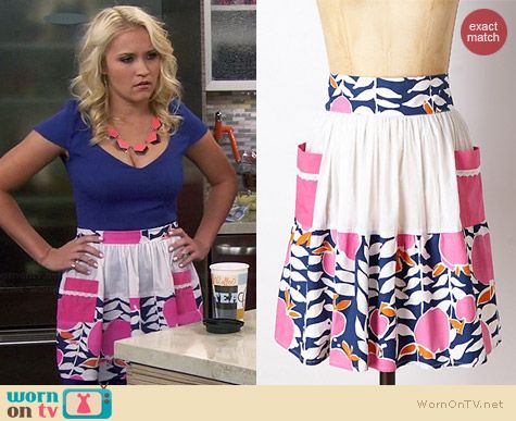 Anthropologie Pink Lady Apron worn by Emily Osment on Young & Hungry