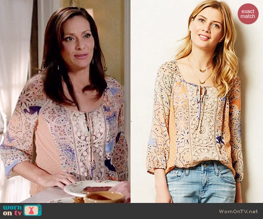 Anthropologie Roselle Peasant Top worn by Constance Marie on Switched at Birth