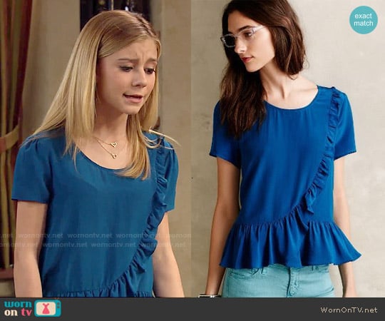 Anthropologie Ruffled Silk Tee worn by Avery Jennings (G. Hannelius) on Dog with a Blog