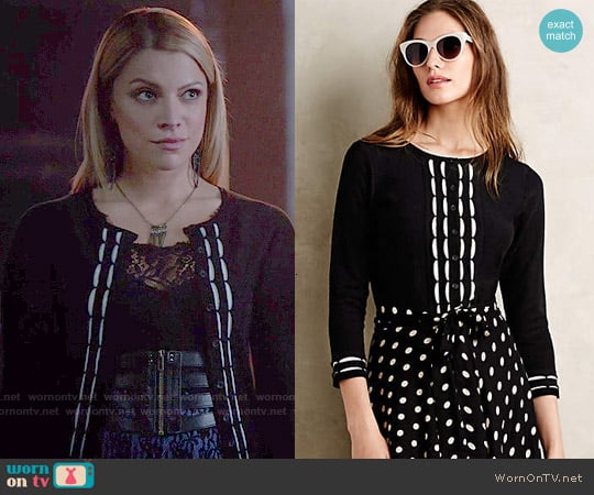 Anthropologie Scalloped Stripe Cardigan worn by Mary Louise (Teressa Liane) on The Vampire Diaries