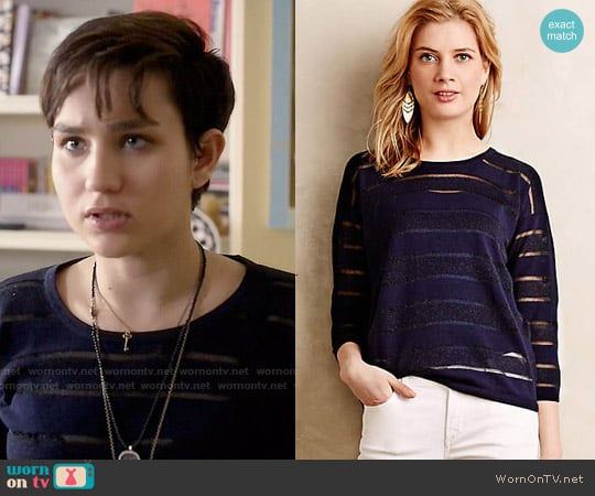 Anthropologie Sheer Stripe Pullover worn by Audrey Jensen (Bex Taylor-Klaus) on Scream